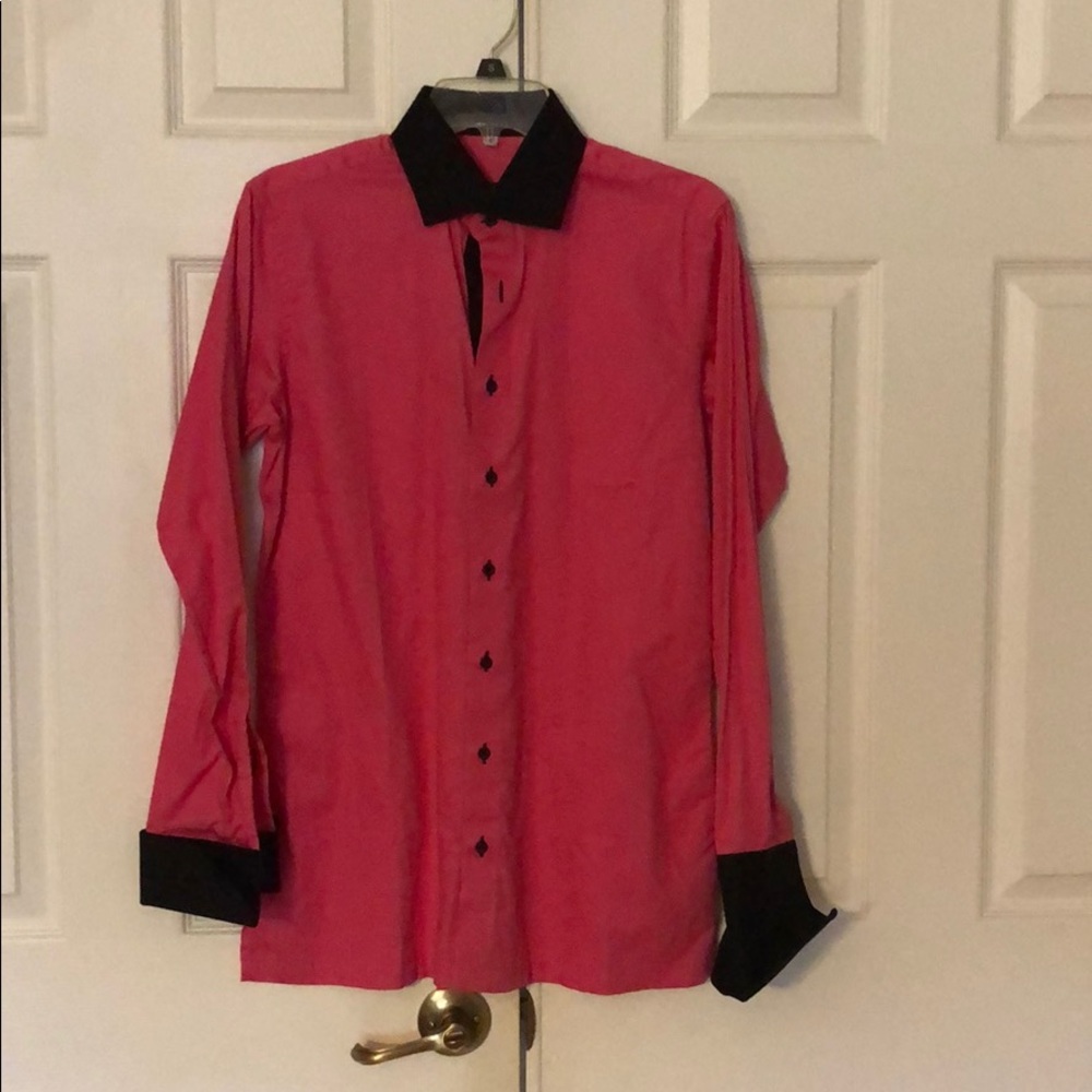 Pink Dress Shirt w/ Blk collar & French Cuffs (S)